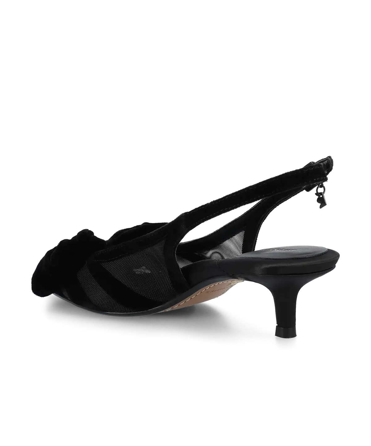 The Goldfinch Kitten Heel - Black Velvet Mesh
