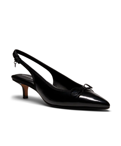 The Goldfinch Kitten Heel - Black Patent Leather